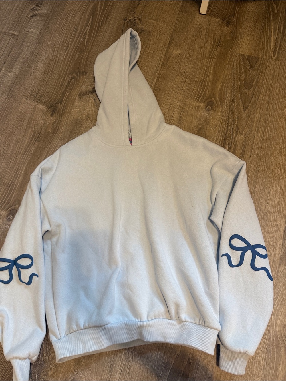 Edikted Cream Hoodie with Pink Brand Tag